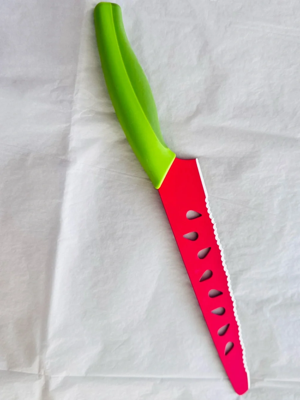 🍉 WATERMELON KNIFE 🍉Red Blade Green Handle Serrated Kitchen Knife - Home Cutlery